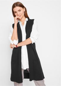 Long-Strickweste mit Taschen - schwarz - Größe 36/38 (S) mit Baumwolle- bonprix