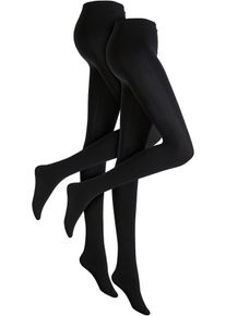Thermo Fleece Strumpfhose 140den (2er Pack) - schwarz - Größe 36/38 (S) - bonprix