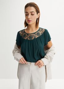 Bluse mit Spitze - grün - Größe 40 - bonprix