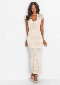 Strickkleid mit Ajour-Muster, beige, Gr&ouml;&szlig;e 36/38 (S), mit Baumwolle, bonprix