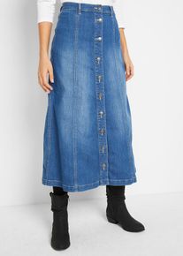 Komfort-Stretch-Jeansrock Midi-Länge, blau, Größe 42, mit Baumwolle, bonprix