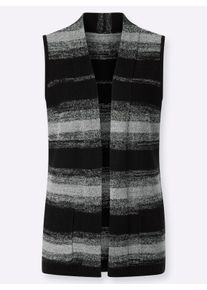 Dames Vest met V-hals in ecru/zwart gestreept ,maat 36, WITT, 77% Polyacryl, 23% Polyester