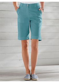 Dames Jeansbermuda met comfortband achter in oceaan ,maat 38, WITT, 97% Katoen, 3% Elastan