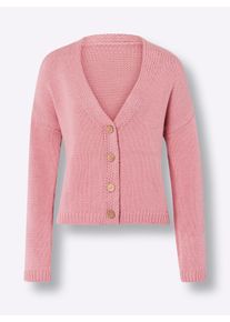 Heine Dames Vest met knopen in houtlook in roze ,maat 34, Witt, 50% Katoen, 50% Polyacryl
