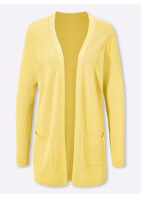 Dames Lang vest van viscose in citroen ,maat 38, WITT, 80% Viscose, 20% Polyamide