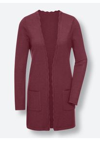 CREATION L PREMIUM Dames Lang gebreid vest in Merino-zijdemix in bordeaux ,maat 36, Witt, 75% Scheerwol, 25% Zijde