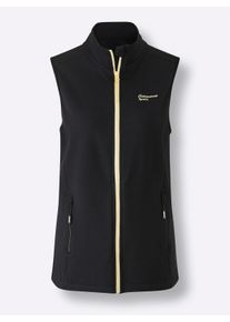 Dames Functioneel vest met ritszakken in zwart/citroen ,maat 36/38, Witt, 70% Viscose, 27% Polyester, 3% Elastan