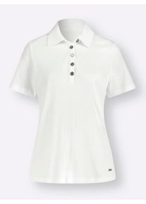 Dames Poloshirt met stretch in ecru ,maat 36, WITT, 95% Viscose, 5% Elastan