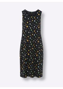 Dames Zomerjurk met ruitpatroon in zwart/geel geprint ,maat 36/38, WITT, 100% Katoen