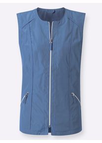 Dames Gilet met subtiele glans in middenblauw ,maat 36, WITT, 100% Polyester
