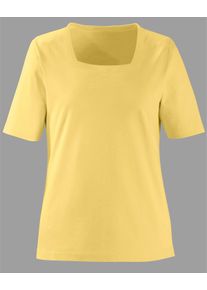 Dames Shirt met korte mouwen en vierkante hals in geel ,maat 36, WITT, 100% Katoen