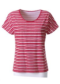 Dames T-shirt in streepdessin in rood gestreept ,maat 36, WITT, 65% Polyester, 35% Katoen
