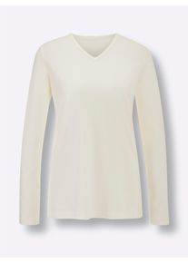 wäschepur Dames Pyjama-Shirt in ecru ,maat 36/38, Witt, 50% Katoen, 50% Modal