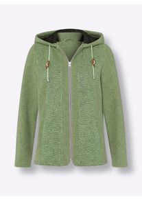 Dames Jack met inzetten van tricotfleece in resedagroen ,maat 44, WITT, 100% Polyester