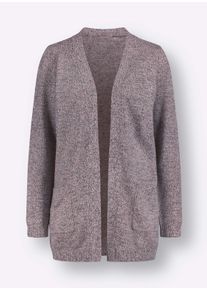Dames Lang vest in open model in hortensia gemêleerd ,maat 38, WITT, 100% Polyacryl