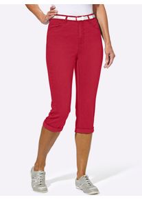 Damen Caprihose inklusive Gürtel in rot ,Größe 52, WITT, 98% Baumwolle, 2% Elasthan