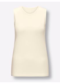 wäschepur Dames Mouwloze top in champagne ,maat 38, Witt, 95% Katoen, 5% Elastan