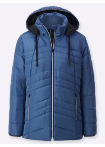 Dames Gewatteerde jas met afneembare capuchon in jeansblauw ,maat 38, WITT, 100% Polyester. Wattering: 100% Polyester