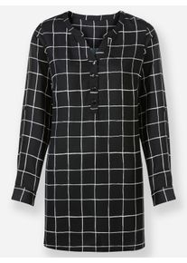 Dames Blouse met lange mouw in lang model in zwart/wit geruit ,maat 36, WITT, 100% Polyester