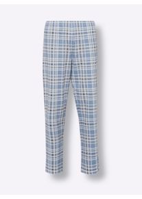 Heren Pyjama in bleu/ecru geruit ,maat 44/46, WITT, 100% Katoen