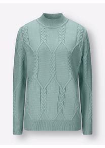 Dames Pullover met lange mouwen en kabelpatroon in kalkmint ,maat 38, WITT, 100% Polyacryl