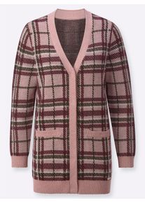 Dames Lang vest in ruitdessin in hortensia/grafiet gedessineerd ,maat 36, WITT, 71% Polyacryl, 15% Viscose, 8% Polyester, 6% Polyamide