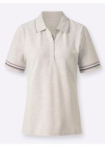 Dames Poloshirt van piqué. in lichtgrijs gemêleerd ,maat 36, WITT, 98% Katoen, 2% Polyester