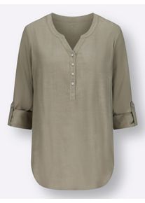 Dames Lange blouse met afgeronde zoom in leem ,maat 36, WITT, 100% Viscose