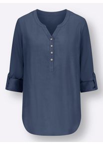 Dames Lange blouse met afgeronde zoom in rookblauw ,maat 38, WITT, 100% Viscose