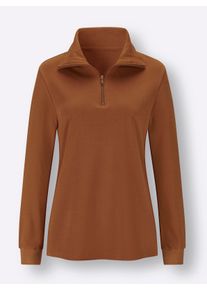 Dames Sweatshirt met ritssluiting in cognac ,maat 38, WITT, 100% Katoen