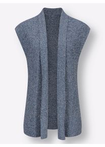 Dames Mouwloos vest met zijsplitten in rookblauw gemêleerd ,maat 38, WITT, 100% Polyacryl