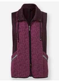 Dames Fleecegilet met contrastpaspel in heide/zwart gemêleerd ,maat 38, WITT, 100% Polyester