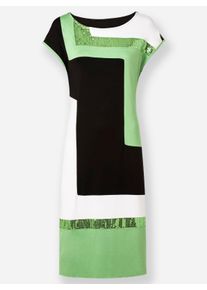 Dames Jerseyjurk met paillettenversiering in zwart/appelgroen gedessineerd ,maat 36, WITT, 95% Viscose, 5% Elastan