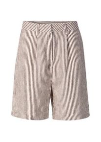 Knowledge Cotton Apparel Damen-Leinenshorts gestreift Braun-Weiß M