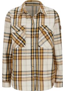 Damer Flanellskjorta, flerf&auml;rgat rutm&ouml;nster ockra-elfenben-rutig Gr&ouml;&szlig;e 46