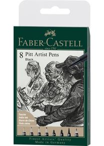 Faber-Castell - Pitt Artist Pen India ink pen, wallet of 8, black (167158)