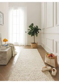 benuta Pure Chodnik wełniany Patch brązowy 80x250 cm Wełna