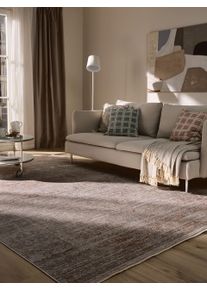 Tapis poil ras Anwar Grau/Beige 80x150 cm - Tapis poil court design moderne pour salon