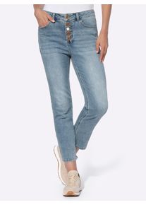 Heine Dames 5-pocketjeans met sierknoopsluiting in blue-bleached ,maat 34, Witt, 95% Katoen, 3% Polyester, 2% Elastan