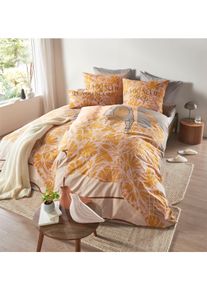 HEINE HOME unisex Bettwäsche in ocker-sesam-bedruckt ,Größe 135x200 cm + 40x80 cm, Witt, 100% Baumwolle