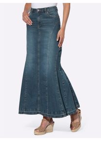 Heine Dames Jeansrok in godetmodel in blue-stonewashed ,maat 34, Witt, 99% Katoen, 1% Elastan