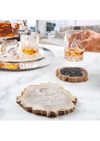Onderzetters van fossiel hout, set van 2