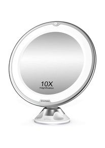 Nazalus-Vente chaude-Grossissant Miroir Maquillage 10x avec Lumières LED 1 Joint à Bille d'attache Ajustable à 360° Miroir Cosmétique Portable, pour