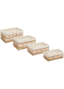 Lot de 4 cagettes en rotin Rosy L33 37 43 48cm beige Atmosphera Créateur D'intérieur