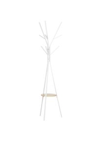 HOMCOM Metal Coat Rack Stand, 180cm Free Standing with 9 Hooks, 1 Shelf for Hats, Bags, Hall Tree Hanger for Hallway, Living Room, White. | Aosom Ireland