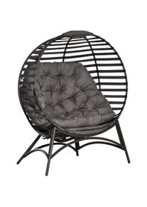 Outsunny 2 Seater Egg Chair with Soft Cushion, Steel Frame and Side Pocket, Garden Patio Basket Chair for Indoor, Outdoor, Brown | Aosom Ireland