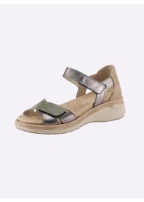 Heine Dames Sandalen in kaki/zand ,maat 40, Witt, 100% Runderleer