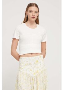 Desigual tricou femei, culoarea bej