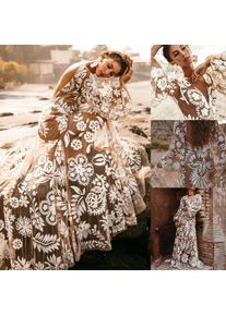 Dress Sleeve Gown Boho Backless Holiday V-Neck Pantern Women Evening Women's Dress Formal Floral Gown Wedding Wing Dress