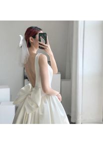 White Satin Wedding Dress Elegant Prom Evening Midi Dresses For Women 2023 Summer Sexy Long Birthday Graduation Party Vestido